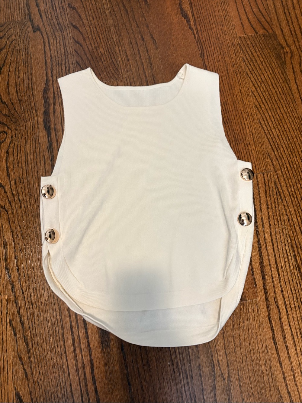 Ivory Button-Detail Knit Shell tank
